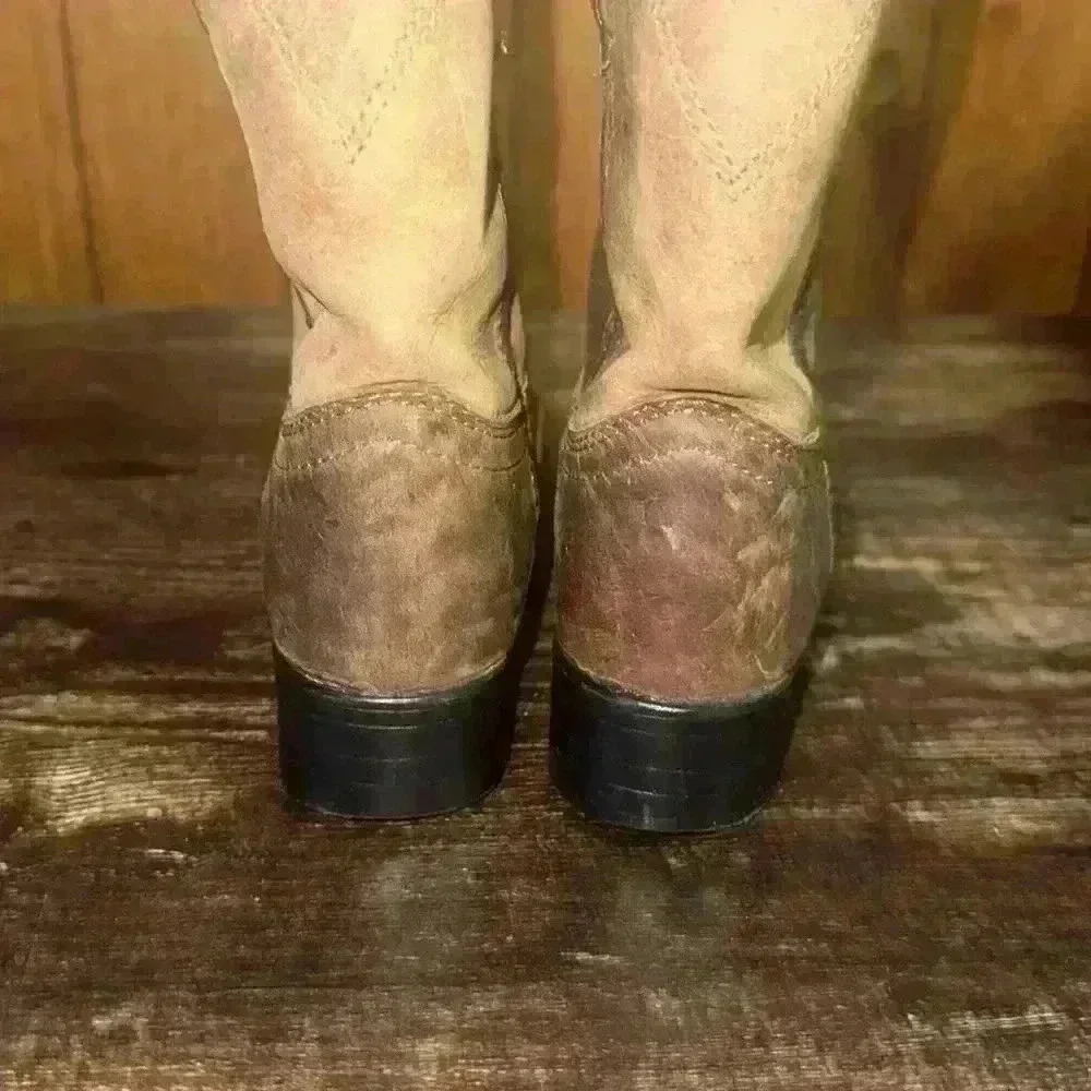 Smoky mountain youth brown soft leather roper western boots size 8.5